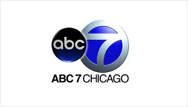 ABC 7 Chicago logo featuring a black circle with 'abc' in white lowercase letters and a blue circle with a white number 7, accompanied by the text 'ABC 7 CHICAGO' below.